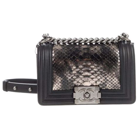 chanel boy black snakeskin